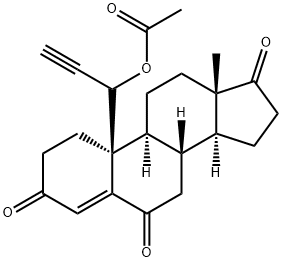 19-ethynyl-19-acetoxyandrost-4-ene-3,6,17-trione Struktur