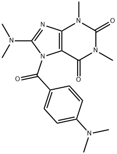 1H-Purine-2,6-dione,  8-(dimethylamino)-7-[4-(dimethylamino)benzoyl]-3,7-dihydro-1,3-dimethyl- Struktur