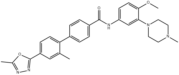 2'-METHYL-4'-(5-METHYL-[1,3,4]OXADIAZOL-2-YL)-BIPHENYL-4-CARBOXYLIC ACID [4-METHOXY-3-(4-METHYL-PIPERAZIN-1-YL)-PHENYL]-AMIDE Struktur