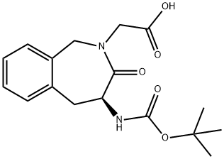 (S)-BOC-4-AMINO-2-CARBOXYMETHYL-1,3,4,5-TETRAHYDRO-2H-[2]-BENZAZEPIN-3-ONE Struktur