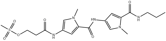 1-methyl-4-(((1-methyl-4-((3-((methylsulfonyl)oxy)-1-oxopropyl)amino)-1H-pyrrol-2-yl)carbonyl)amino)-N-propyl-1H-pyrrole-2-carboxamide Struktur