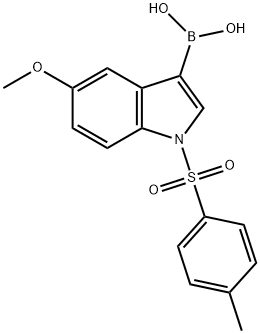 Boronic acid, [5-Methoxy-1-[(4-Methylphenyl)sulfonyl]-1H-indol-3-yl]- Struktur