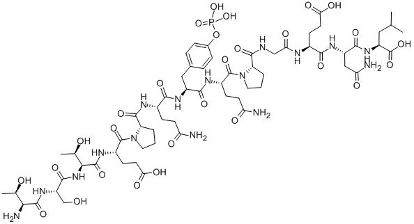 H-THR-SER-THR-GLU-PRO-GLN-TYR(PO3H2)-GLN-PRO-GLY-GLU-ASN-LEU-OH Struktur