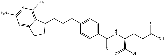 N-(4-(3-(2,4-diamino-6,7-dihydro-5H-cyclopenta(d)pyrimidin-5-yl)propyl)benzoyl)glutamic acid Struktur