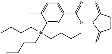 N-succinimidyl 4-methyl-3-(tri-n-butylstannyl)benzoate Struktur