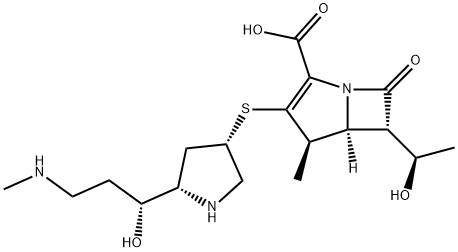 (4R,5R,6S)-6-(1-hydroxyethyl)-3-[(3S,5S)-5-[(1R)-1-hydroxy-3-methylamino-propyl]pyrrolidin-3-yl]sulfanyl-4-methyl-7-oxo-1-azabicyclo[3.2.0]hept-2-ene-2-carboxylic acid Struktur