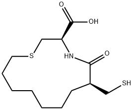 6-(mercaptomethyl)-5-oxo-1-thia-4-azacyclotridecane-3-carboxylic acid Struktur