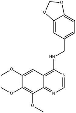 4-((3,4-(methylenedioxy)benzyl)amino)-6,7,8-trimethoxyquinazoline Struktur