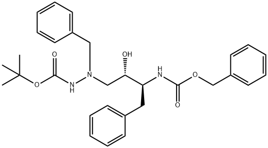 2-(t-Butyloxycarbonyl)amino-4S-hydroxy-5S-(benzyloxycarbonyl)amino-1,6 -diphenyl-2-azahexane Struktur