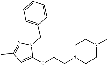 1-[2-[(1-Benzyl-3-methyl-1H-pyrazol-5-yl)oxy]ethyl]-4-methylpiperazine Struktur