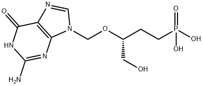 (3-((2-amino-1,6-dihydro-6-oxo-9H-purin-9-yl)methoxy)-4-hydroxybutyl)phosphonic acid Struktur