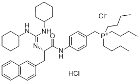 (S)-4-[2-[BIS(CYCLOHEXYLAMINO)METHYLENEAMINO]-3-(2-NAPHTHALENYL)-1-OXOPROPYLAMINO]BENZYL TRIBUTYL PHOSPHONIUM CHLORIDE HYDROCHLORIDE Struktur