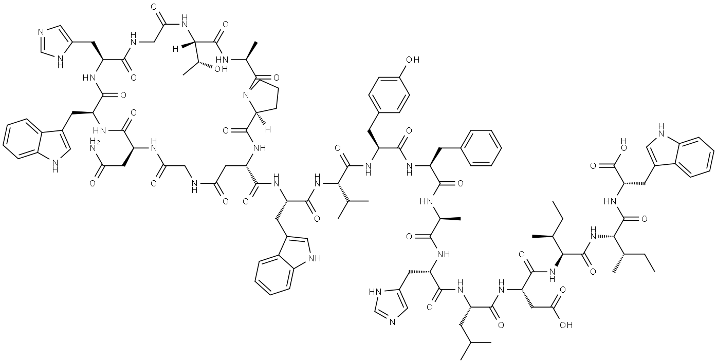 CYCLO(-GLY-ASN-TRP-HIS-GLY-THR-ALA-PRO-ASP)-TRP-VAL-TYR-PHE-ALA-HIS-LEU-ASP-ILE-ILE-TRP-OH Struktur