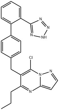 2-chloro-4-propyl-3-[[4-[2-(2H-tetrazol-5-yl)phenyl]phenyl]methyl]-1,5 ,9-triazabicyclo[4.3.0]nona-2,4,6,8-tetraene Struktur