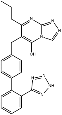 7-Propyl-6-((2'-(1H-tetrazol-5-yl)(1,1'-biphenyl)-4-yl)methyl)-s-triazolo(4,3-a)pyrimidin-5-ol Struktur