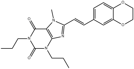 (E)-8-(2-(1,4-Benzodioxan-6-yl)vinyl)-7-methyl-1,3-dipropylxanthine Struktur