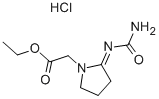 1-Pyrrolidineacetic acid, 2-((aminocarbonyl)imino)-, ethyl ester, mono hydrochloride Struktur