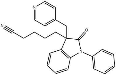 2,3-dihydro-2-oxo 1-phenyl-3-(4-pyridinylmethyl)-1H-indole-3-pentanenitrile Struktur