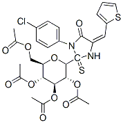 3-(4-chlorophenyl)-5-(2-thienylmethylene)-2-(2,3,4,6-tetra-O-acetylglucopyranosyl)-2-thiohydantoin Struktur