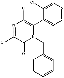 1-benzyl-3,5-dichloro-6-(2-chlorophenyl)pyrazinone Struktur