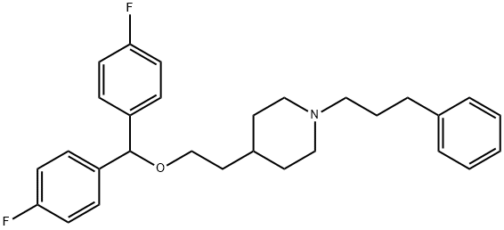 4-[2-[bis(4-fluorophenyl)methoxy]ethyl]-1-(3-phenylpropyl)piperidine Struktur