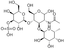 2-Acetamido-2-deoxy-4-O-(3-sulfo-a-D-galactopyranosyl)-3-O-(a-L-fucopyranosyl)-D-glucopyranoside Struktur