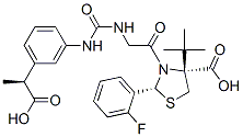 (2R,4R)-3-[2-[[3-[(1S)-1-carboxyethyl]phenyl]carbamoylamino]acetyl]-2-(2-fluorophenyl)-4-tert-butyl-thiazolidine-4-carboxylic acid Struktur