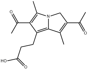 2,6-diacetyl-1,5-dimethyl-7-(2-carboxyethyl)-3H-pyrrolizine Struktur