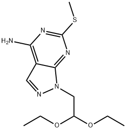 4-amino-6-methylthio-1-(2',2'-diethoxyethyl)-1H-pyrazolo(3,4-d)pyrimidine Struktur