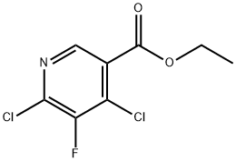 Ethyl 4,6-dichloro-5-fluoropyridine-3-carboxylate, 2,4-Dichloro-5-(ethoxycarbonyl)-3-fluoropyridine Struktur