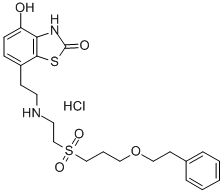 4-hydroxy-7-[2-[2-(3-phenethyloxypropylsulfonyl)ethylamino]ethyl]-3H-benzothiazol-2-one hydrochloride Struktur