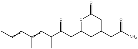 2-(3,5-Dimethyl-2-oxo-4,6-octadienyl)tetrahydro-6-oxo-2H-pyran-4-acetamide Struktur