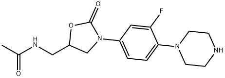 N-[[3-(3-Fluoro-4-(piperazin-1-yl)phenyl)-2-oxooxazolidin-5-yl]methyl]acetamide Struktur