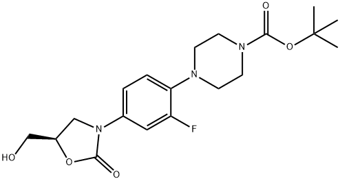 (R)-tert-butyl 4-(2-fluoro-4-(5-(hydroxyMethyl)-2-oxooxazolidin-3-yl)phenyl)piperazine-1-carboxylate Struktur