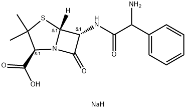 4-Thia-1-azabicyclo[3.2.0]heptane-2-carboxylic acid, 6-(2-amino-2-phenylacetamido)-3,3-dimethyl-7-oxo-, monosodium salt (8CI) Struktur