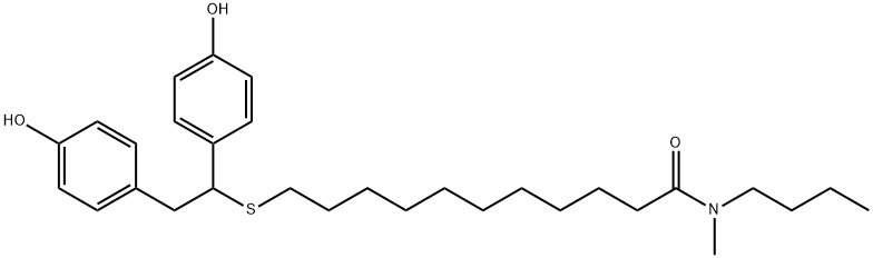 N-butyl-N-methyl-13,14-bis(4'-hydroxyphenyl)-12-thiatetradecanamide Struktur