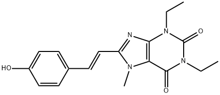 1H-Purine-2,6-dione, 3,7-dihydro-1,3-diethyl-8-(2-(4-hydroxyphenyl)eth enyl)-7-methyl-, (E)- Struktur