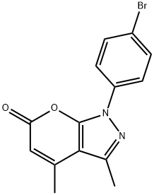 1-(4-Bromophenyl)-3,4-dimethylpyrano[2,3-c]pyrazol-6(1H)-one Struktur