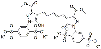 1H-Pyrazole-3-carboxylic acid, 1-(2,5-disulfophenyl)-4-[5-[1-(2,5-disulfophenyl)-1,5-dihydro-3-(methoxycarbonyl)-5-oxo-4H-pyrazol-4-ylidene]-1,3-pentadienyl]-5-hydroxy-, 3-methyl ester, tetrapotassium salt Struktur