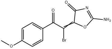 4(5H)-Oxazolone, 2-amino-5-(1-bromo-2-(4-methoxyphenyl)-2-oxoethyliden e)- Struktur