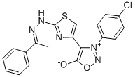 3-(4-Chlorophenyl)-5-hydroxy-4-((2-alpha-benzylidenehydrazino)-4-thiaz olyl)-1,2,3-oxadiazolium Struktur