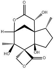 (1R,4R,5R,6R,6aR,9R,9aS)-4,5,6a,7,8,9-Hexahydro-1,5,6a-trihydroxy-5,9-dimethylspiro[6H-4,9a-methanocyclopenta[d]oxocin-6,3'-oxetane]-2,2'(1H)-dione Struktur