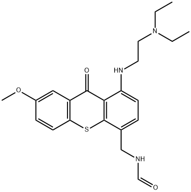 N-[(1-{[2-(DIETHYLAMINO)ETHYL]AMINO}-7-METHOXY-9-OXO-9H-THIOXANTHEN-4-YL)METHYL]FORMAMIDE Struktur