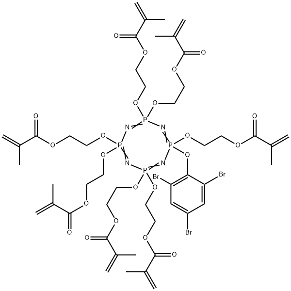 (hepta(methacryloxyethoxy))(2,4,6-tribromophenoxy)cyclotetraphosphazene Struktur