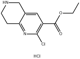 1,6-Naphthyridine-3-carboxylic acid, 2-chloro-5,6,7,8-tetrahydro-, ethyl ester, hydrochloride Struktur