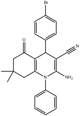 2-amino-4-(4-bromophenyl)-7,7-dimethyl-5-oxo-1-phenyl-1,4,5,6,7,8-hexahydro-3-quinolinecarbonitrile Struktur