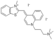 3-METHYL-2-([1-[3-(TRIMETHYLAMMONIO)PROPYL]-4(1H)-QUINOLINYLIDENE]METHYL)-1,3-BENZOTHIAZOL-3-IUM DIIODIDE Struktur