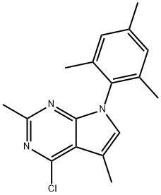 4-CHLORO-2,5-DIMETHYL-7-(2,4,6-TRIMETHYLPHENYL)-7H-PYRROLO[2,3-D]PYRIMIDINE Struktur