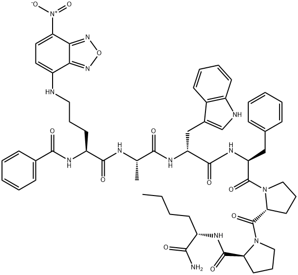 N-alpha-benzoyl-(delta-(7-nitrobenz-2-oxa-1,3-diazol-4-yl))ornithinyl-alanyl-tryptophyl-phenylalanyl-prolyl-prolyl-norleucinamide Struktur