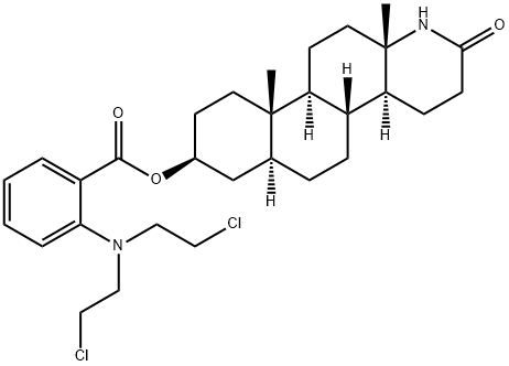 3-hydroxy-13-amino-13,17-seco-5alpha-androstan-17-oic-13,17-lactam 2-N,N-bis(2-chloroethyl)aminobenzoate Struktur